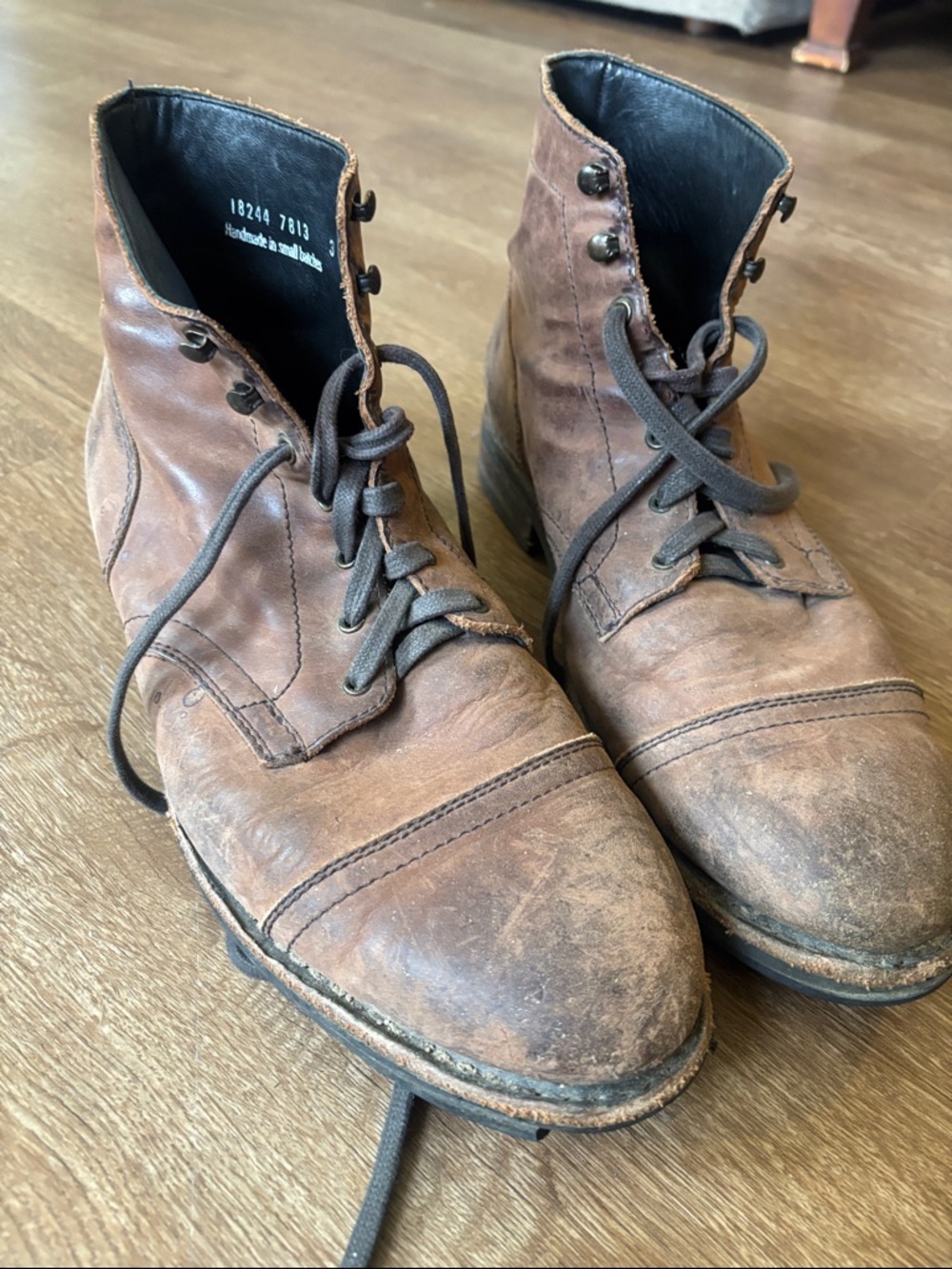 Thursday Boot Company Brown Leather Lace-Up Cap-Toe Boots